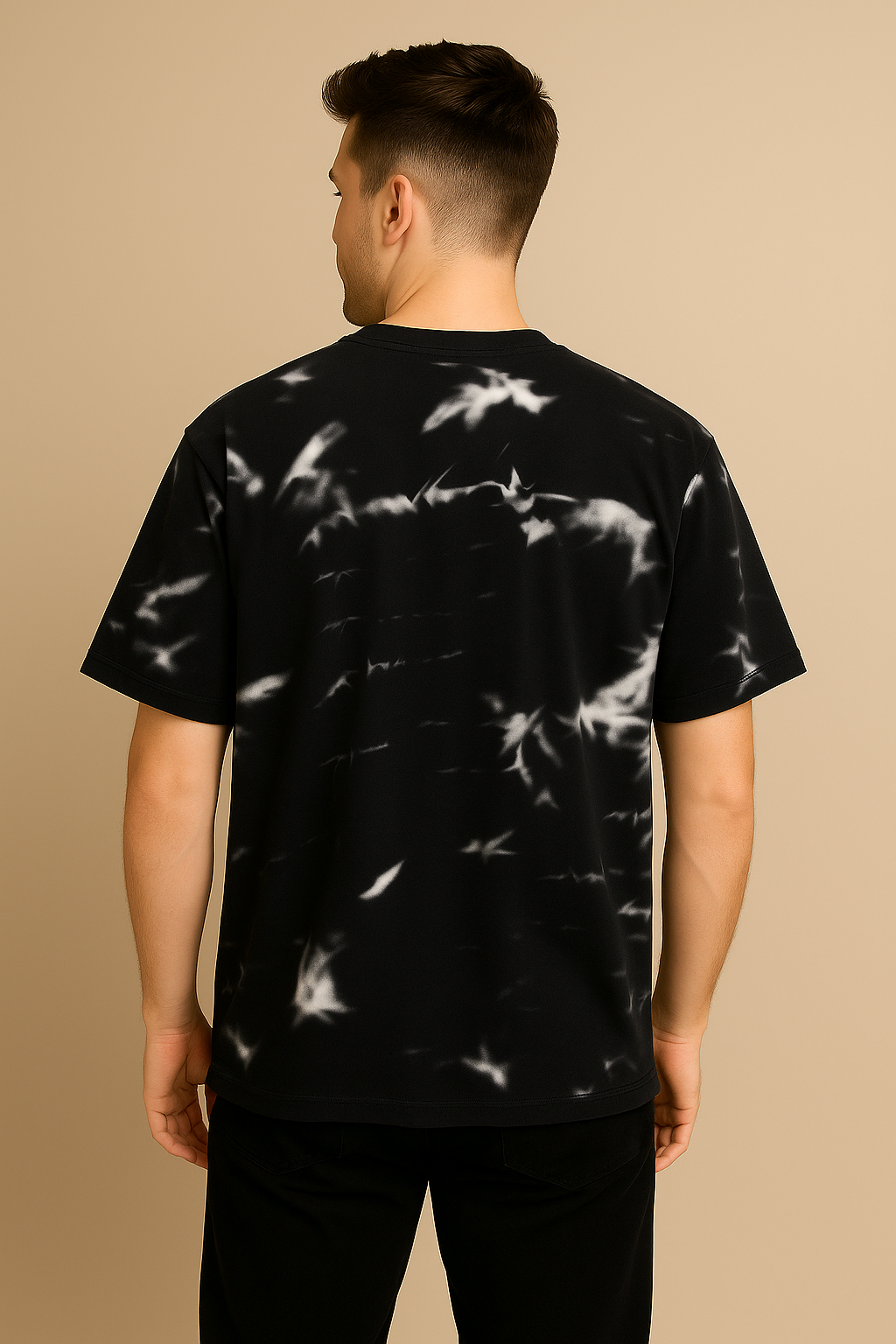 Black oversized Graphic printed T Shirt Down shoulder