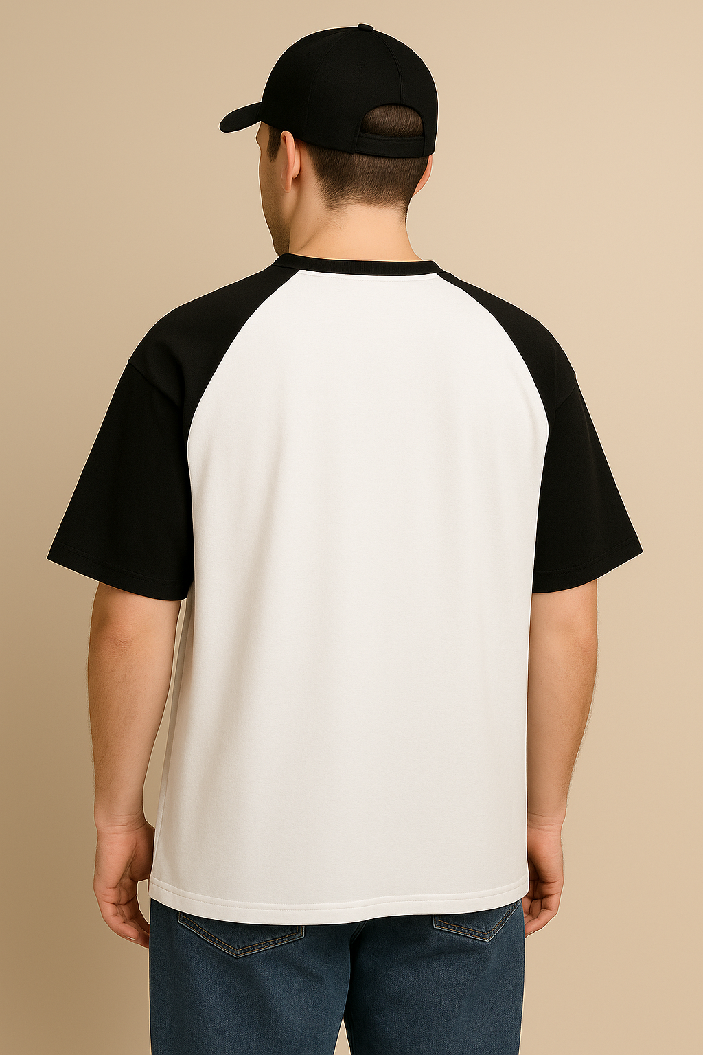 Valion Oversized Raglan Tee – Black & White
