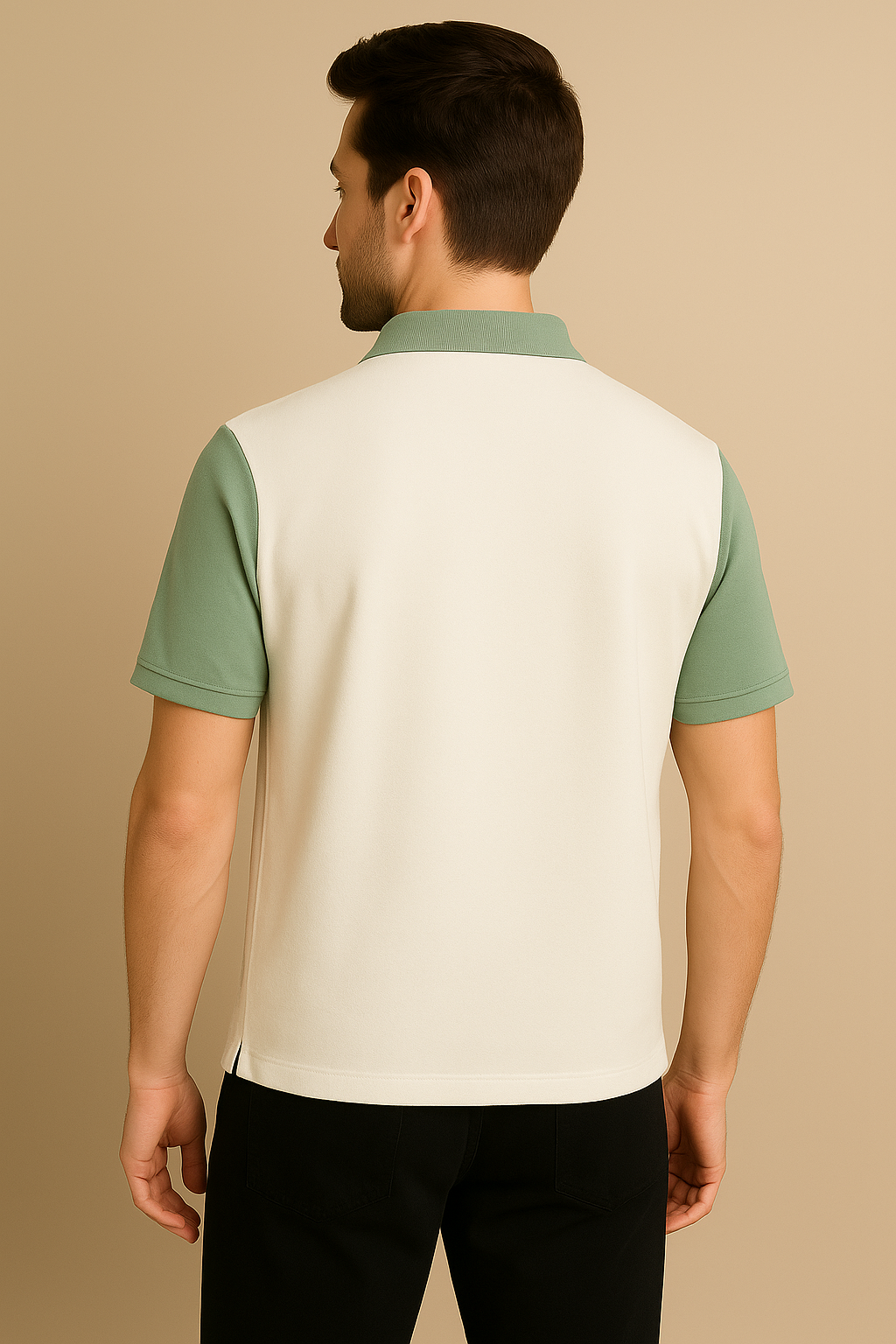 Green & Ivory Half-Zip Retro Polo