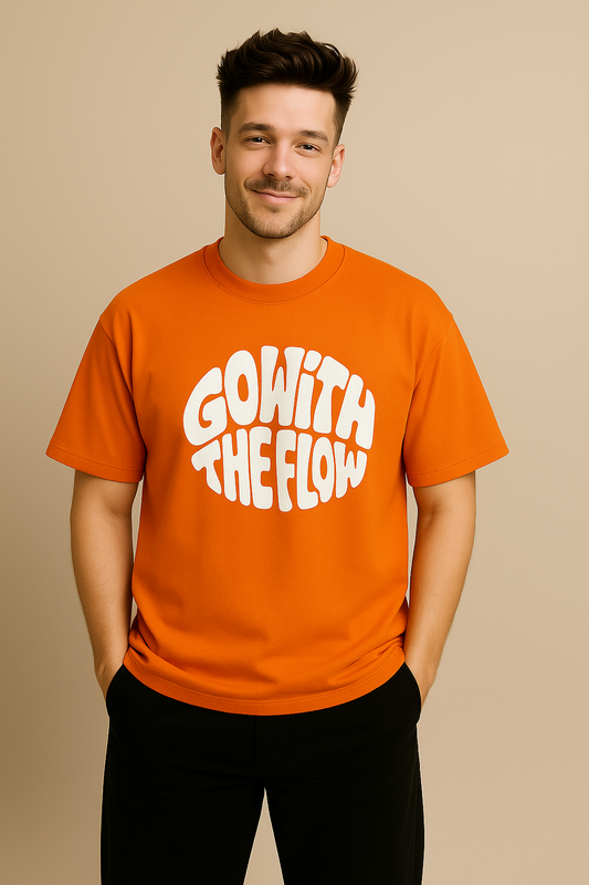 Orange "Go With The Flow" Oversized Tee