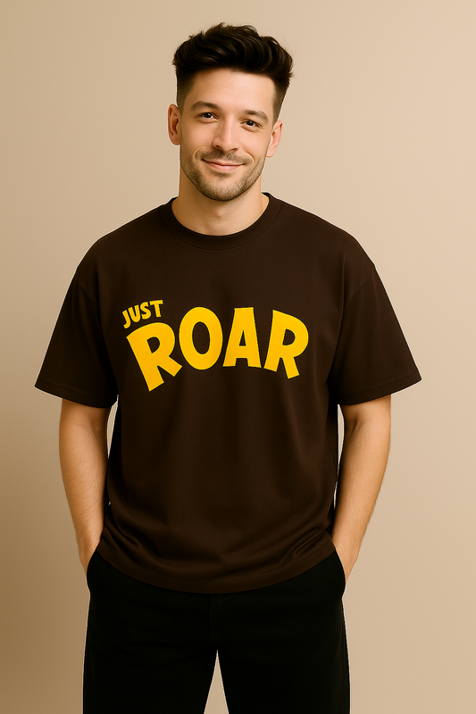 JUST ROAR" Graphic Tee – Chocolate Brown