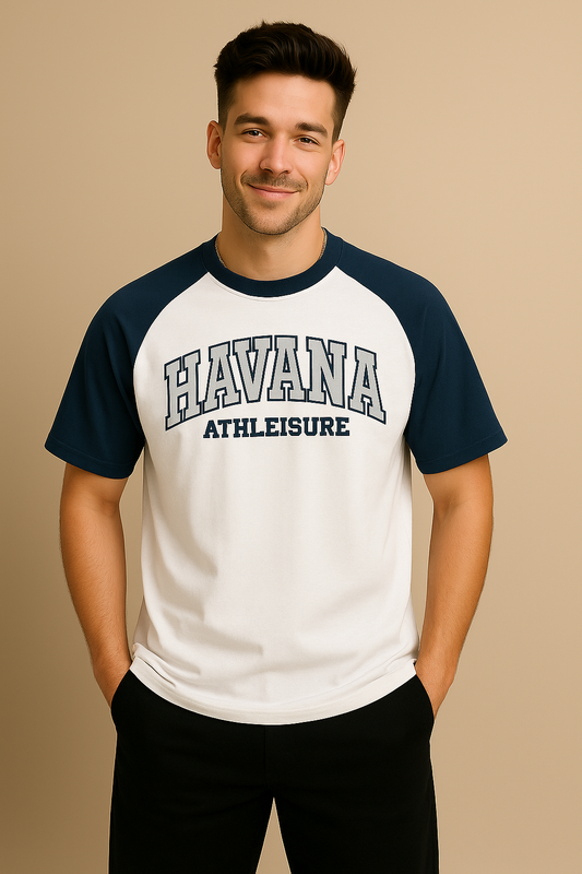 HAVANA Athleisure Raglan Tee – Navy & White