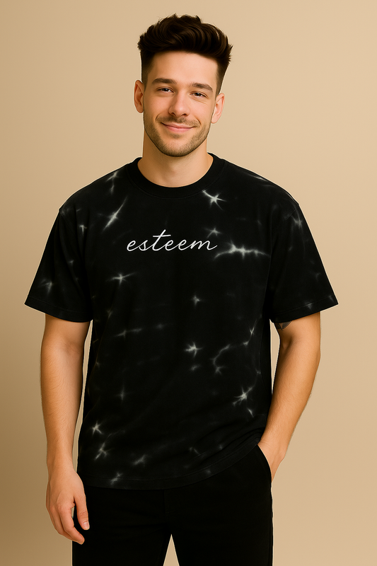 Black oversized Graphic printed T Shirt Down shoulder