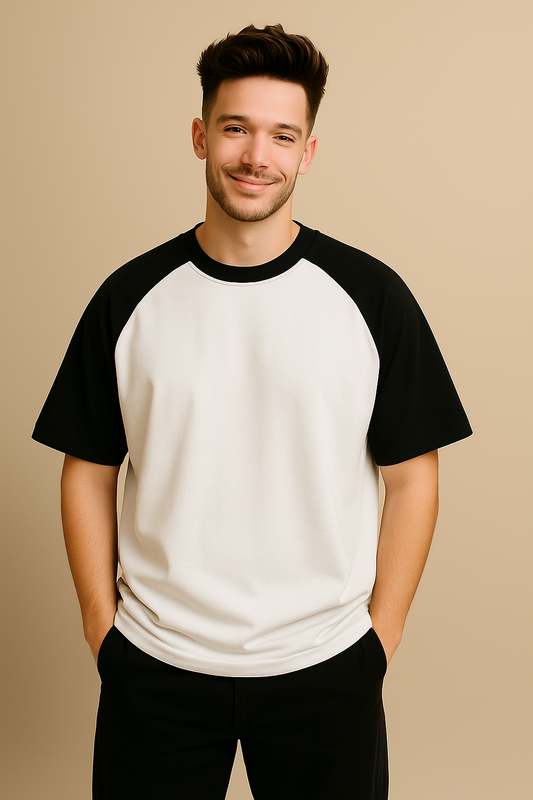 Valion Oversized Raglan Tee – Black & White