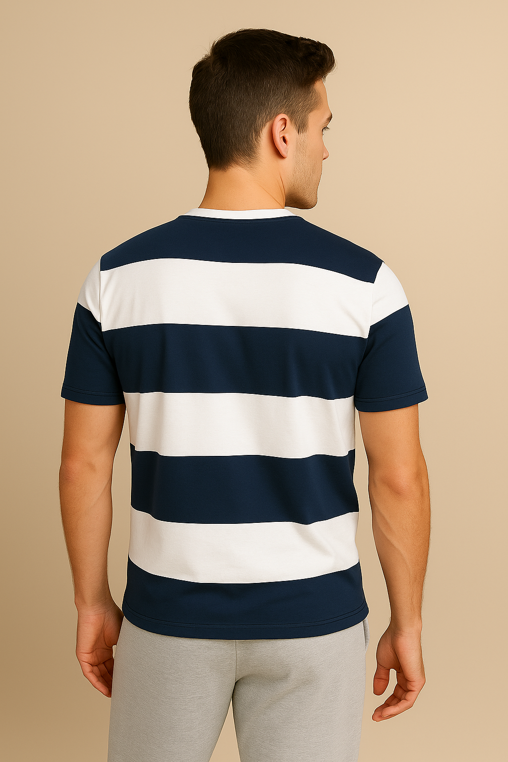 Navy & White Striped Polo Shirt